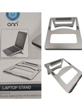 Onn Silver Adjustable Aluminum Portable Laptop Stand for 13"-17" laptops